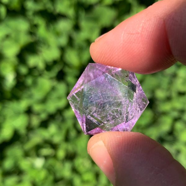 Amethyst Sacred Geometry Faceted Crystal For Sale - Image 2
