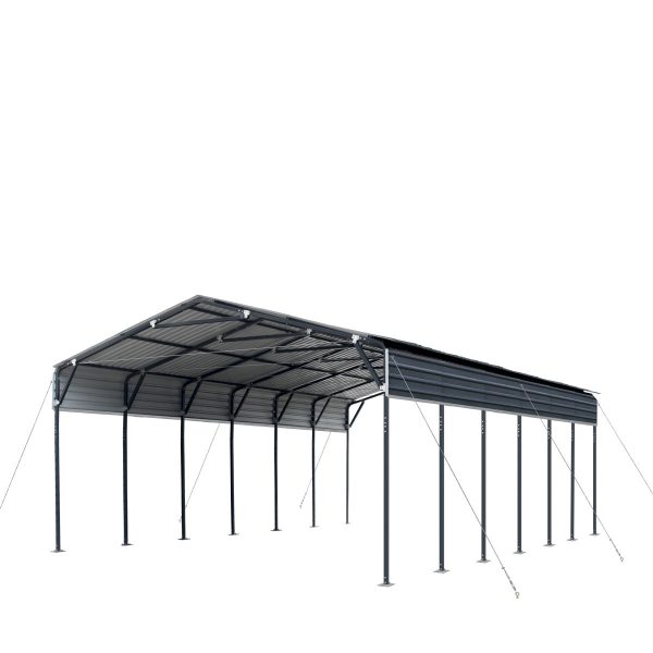 TMG Industrial 20’ x 30’ Metal Shed Carport, 10’ Open Sidewalls, 600 Sq-Ft, 27 GA Corrugated Panels, TMG-MSC2030 Discount