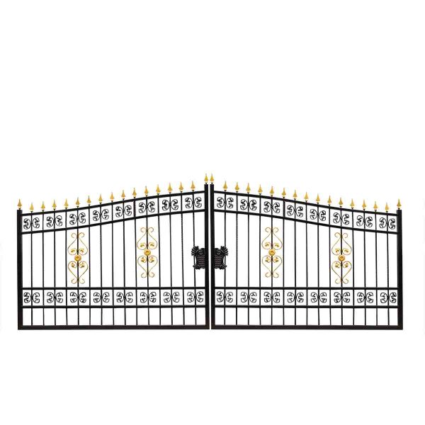 TMG Industrial 16-ft Bi-Parting Deluxe Wrought Iron Ornamental Gate, 100% Solid Forged Steel, Powder Coated, TMG-MG16 Cheap