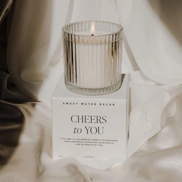 Cheers To You Soy Candle - Ribbed Glass Jar with Box on Sale
