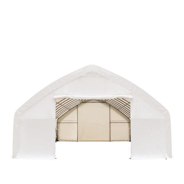TMG Industrial 30  x 50  Straight Wall Peak Ceiling Storage Shelter with Heavy Duty 11 oz PE Cover & Drive Through Doors, TMG-ST3050E(Previously ST3050) For Discount - Image 2