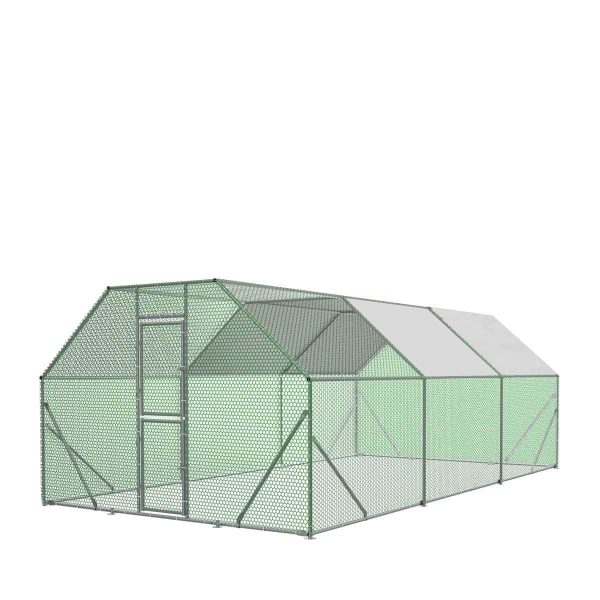 TMG Industrial 10’ x 20’ Wire Mesh Chicken Run Shelter Coop, Galvanized Steel, 200 Sq-Ft, Lockable Gate, PVC Coated Mesh, TMG-CRS1020 Online Hot Sale
