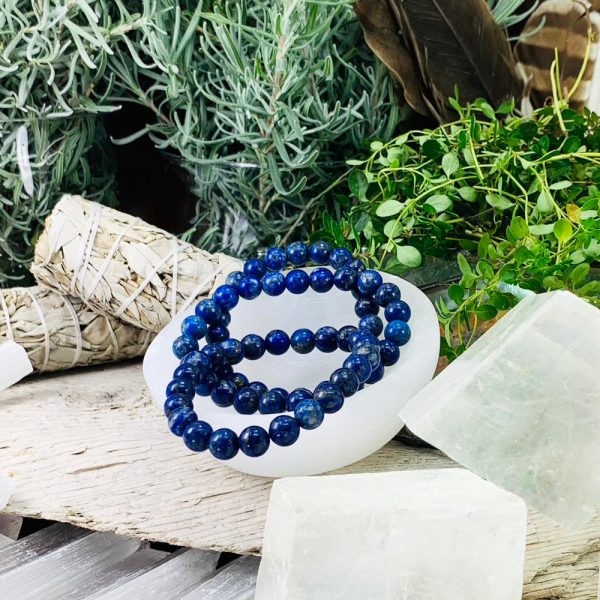 Mala Lapis Lazuli Bracelet With Velvet Pouch For Sale - Image 5