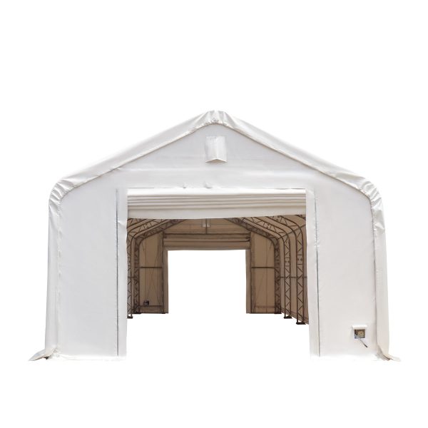 TMG Industrial Pro Series 20  x 63  Dual Truss Storage Shelter with Heavy Duty 17 oz PVC Cover & Drive Through Doors, TMG-DT2064-PRO Online Hot Sale - Image 3