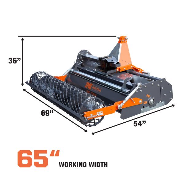 TMG Industrial 65  Stone Burier Rotary Tiller, 3-Point Hitch, Category 1 and 2 Hookup, 35-60 HP Tractors, PTO Shaft Included, 2-1 2  Stone Capacity, TMG-TSB65 Online - Image 3