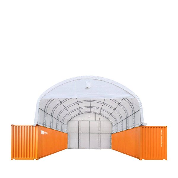 TMG Industrial 30  x 40  Dual Truss Container Shelter with Heavy Duty 17 oz PVC Cover, Enclosed End Wall & Front Drop, TMG-DT3040CF Online now - Image 2