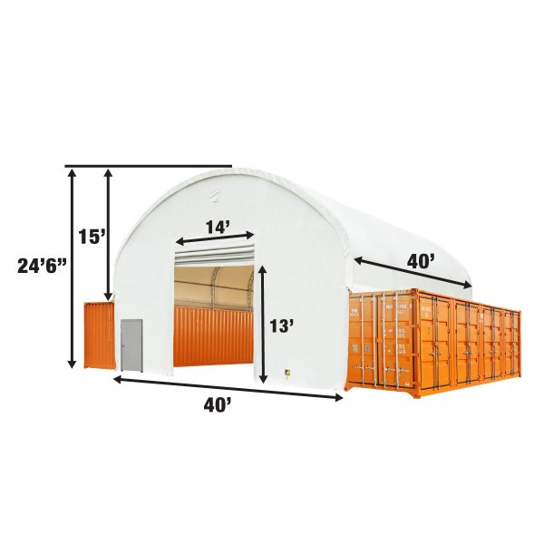 TMG Industrial 40  x 40  Dual Truss Container Shelter with Heavy Duty 21 oz PVC Cover, Fully Enclosed front and back endwalls, TMG-DT4041CG Online Sale - Image 5