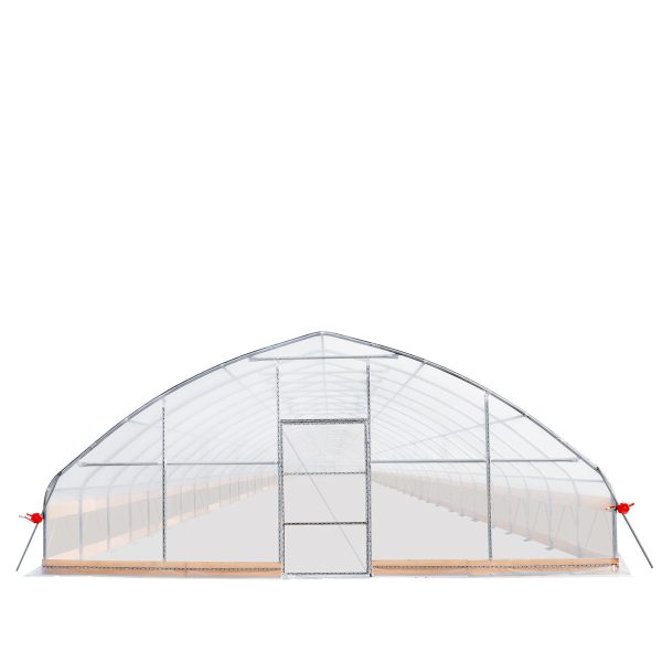 TMG Industrial 25’ x 100’ Tunnel Greenhouse Grow Tent w 6 Mil Clear EVA Plastic Film, Cold Frame, Hand Crank Roll-Up Sides, Peak Ceiling Roof, TMG-GH25100 Online - Image 2