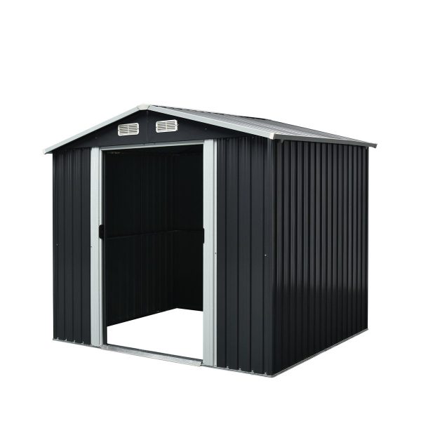 TMG Industrial 6’ x 8’ Galvanized Apex Roof Metal Shed, 29 GA Corrugated Metal, 67” Edge Height, TMG-MS0608 Cheap - Image 2