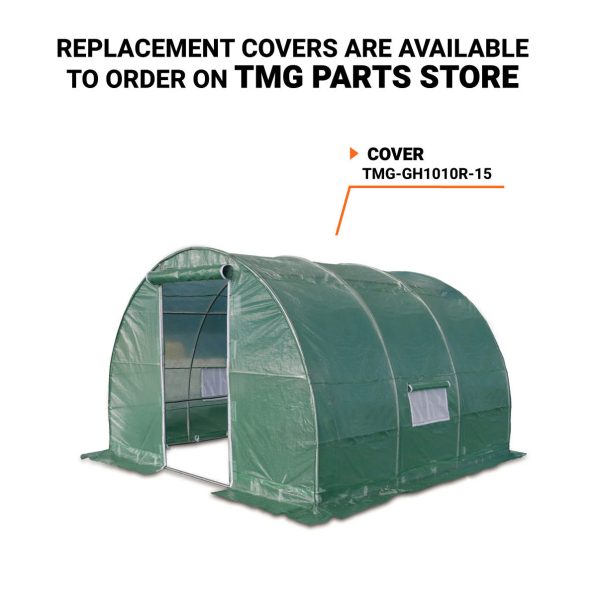TMG Industrial 10’ x 10’ Tunnel Greenhouse Grow Tent w Ripstop Leno Cover, Cold Frame, Roll-Up Mesh Windows, Round Top Roof, TMG-GH1010R Online Hot Sale - Image 3