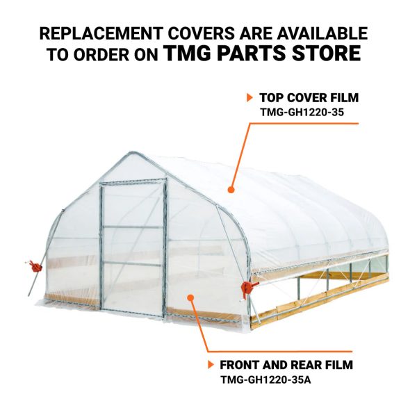 TMG Industrial 12’ x 20’ Tunnel Greenhouse Grow Tent w 6 Mil Clear EVA Plastic Film, Cold Frame, Hand Crank Roll-Up Sides, Peak Ceiling Roof, TMG-GH1220 Discount - Image 3