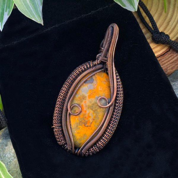 Bumblebee Jasper Copper Wire Pendant Necklace For Discount - Image 5