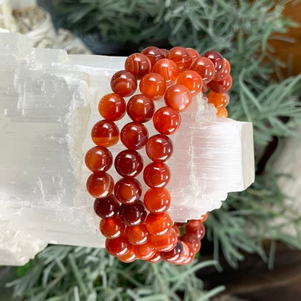 Mala Striped Red Agate Bracelet With Velvet Pouch Online Sale - Image 5
