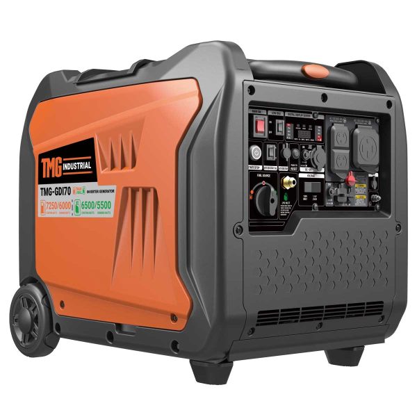 TMG Industrial 7250 Watt Digital Inverter Hybrid Portable Generator, Dual Fuel Capability (Gas LPG), 6.5hrs 50% Load Run Time, CETL, ETL Certified For Canada US, EPA Emissions Compliance, TMG-GDI70 Supply
