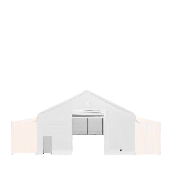TMG Industrial Front & Back End Wall Kit, Custom Cut for TMG-ST3041CV and TMG-ST3041CE Container Peak Roof Shelter Pro Series, Front wall with mechanical rollup door, Steel Man Door, Rear closed wall, 17 oz PVC, TMG-ST30CFB For Discount - Image 2