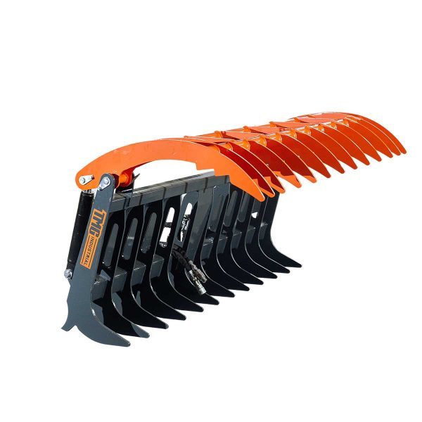 TMG Industrial Skid Steer Skeleton Root Rake Grapple, 2600 LB Grapple Capacity, Twin Cylinders, 7” Tine Spacing, TMG-SRR72 Hot on Sale