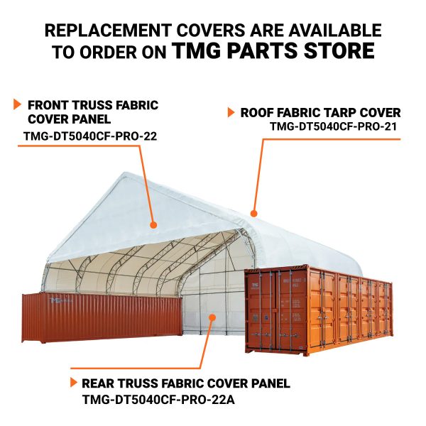 TMG Industrial Pro Series 50  x 40  Dual Truss Container Shelter with Heavy Duty 32 oz PVC Cover, Enclosed End Wall and Front Drop, TMG-DT5040CF-PRO Online Hot Sale - Image 4