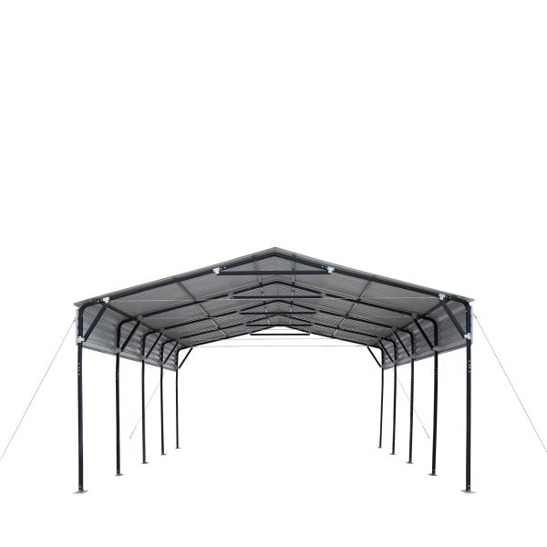 TMG Industrial 20’ x 20’ Metal Shed Carport, 10’ Open Sidewalls, 400 Sq-Ft, 27 GA Corrugated Panels, TMG-MSC2020 Cheap - Image 2