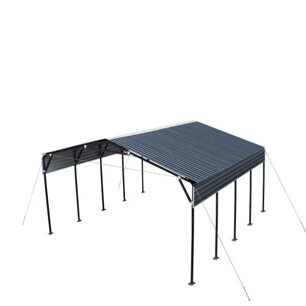 TMG Industrial 20’ x 20’ Metal Shed Carport, 10’ Open Sidewalls, 400 Sq-Ft, 27 GA Corrugated Panels, TMG-MSC2020 Cheap - Image 3