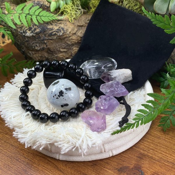 Obsidian Mala Bracelet Protector Pouch Set Sale - Image 4