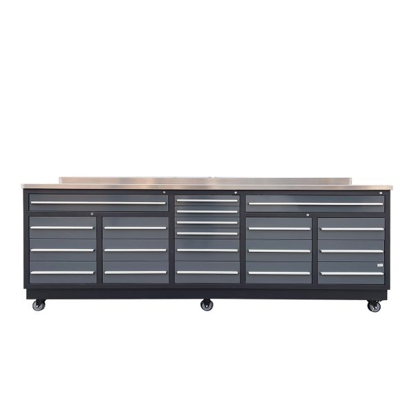 TMG Industrial Pro Series 9-FT 20 Drawer Stainless Steel Table Top Workbench, Double Slide Lockable Drawers, All-in-one Welded Frame, TMG-WB920(Previously TMG-WB20DS) Online now - Image 2