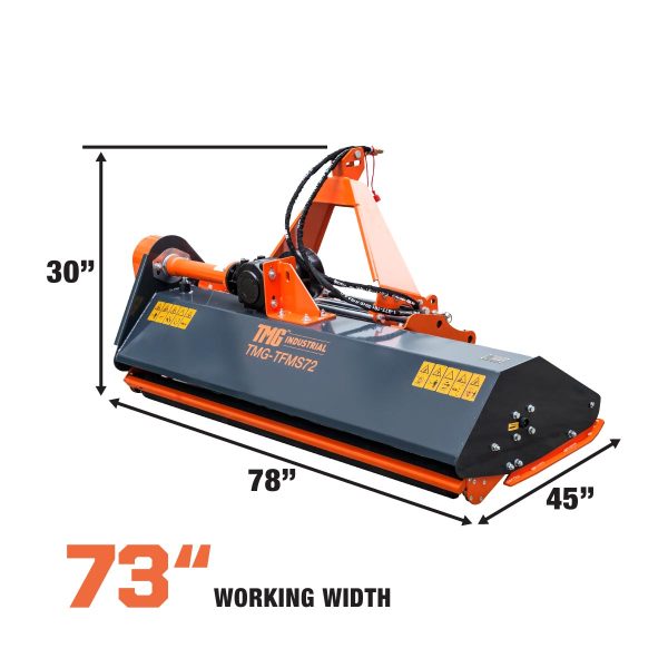 TMG Industrial 72” Side Shift Offset Flail Mower, 3-Point Hitch, 30-60 HP Tractor, PTO Drive Shaft, TMG-TFMS72 Discount - Image 3