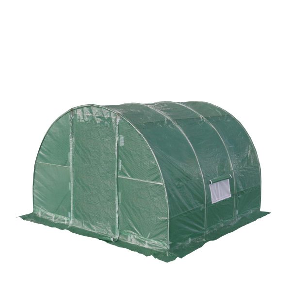 TMG Industrial 10’ x 10’ Tunnel Greenhouse Grow Tent w Ripstop Leno Cover, Cold Frame, Roll-Up Mesh Windows, Round Top Roof, TMG-GH1010R Online Hot Sale - Image 2