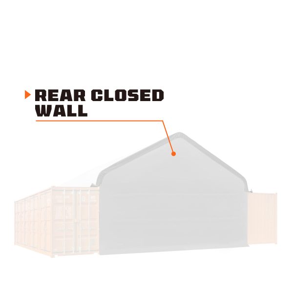 TMG Industrial Front & Back End Wall Kit, Custom Cut for TMG-ST3041CV and TMG-ST3041CE Container Peak Roof Shelter Pro Series, Front wall with mechanical rollup door, Steel Man Door, Rear closed wall, 17 oz PVC, TMG-ST30CFB For Discount - Image 4