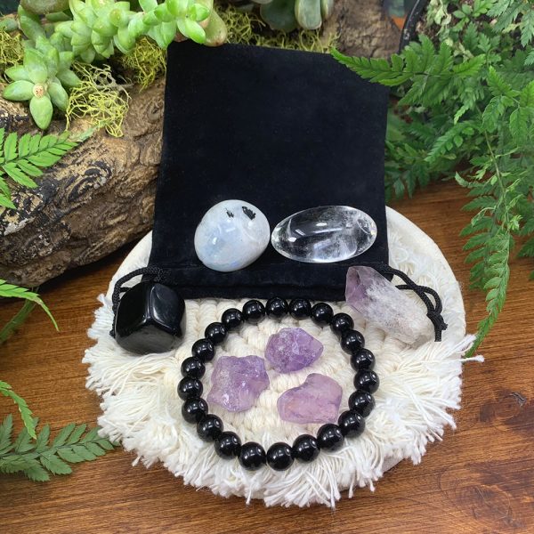 Obsidian Mala Bracelet Protector Pouch Set Sale - Image 2