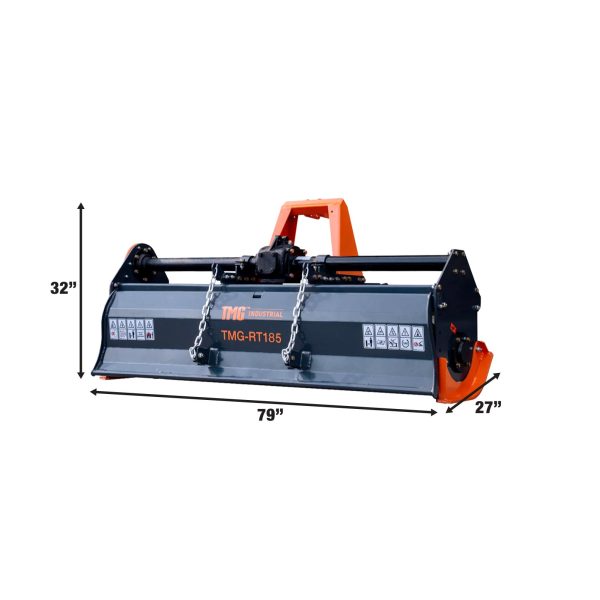 TMG Industrial 72” 3-Point Hitch Rotary Tiller, 40-60 HP Tractor, 6” Tilling Depth, PTO Shaft Included, Category 1 & 2 Hookup, TMG-RT185 Online Hot Sale - Image 5