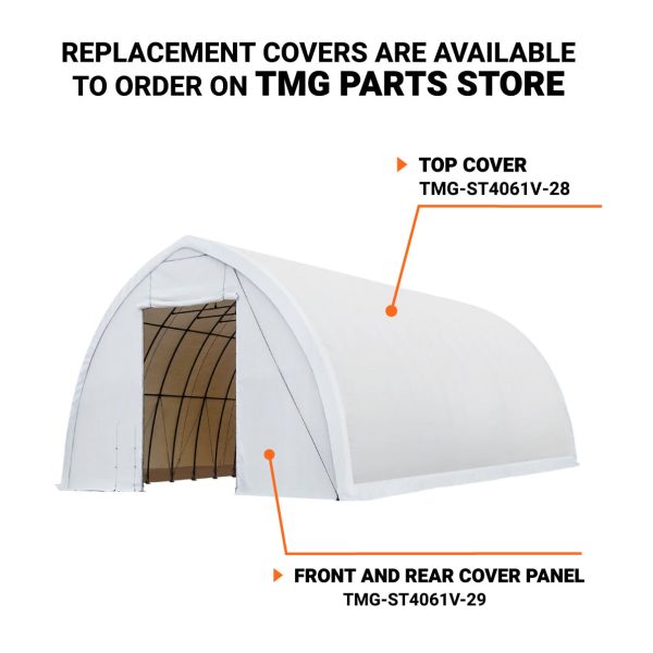 TMG-ST4061V 40  x 60  Peak Ceiling Storage Shelter, Single Truss, 17oz Commercial Grade PVC Cover, 13  W x 16  H Wide Open Door on Two End Walls Sale - Image 4
