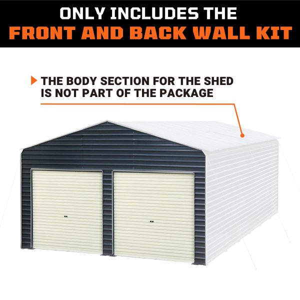 TMG Industrial Metal Shed Carport Add-On Package Kit For TMG-MSC2020F And TMG-MSC2030F , Front Wall w Roll Up Doors & Back Wall, TMG-MSC20-RD12 Fashion