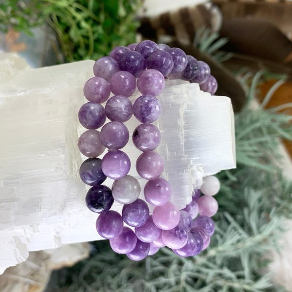 Mala Lepidolite Bracelet With Velvet Pouch Online now - Image 5