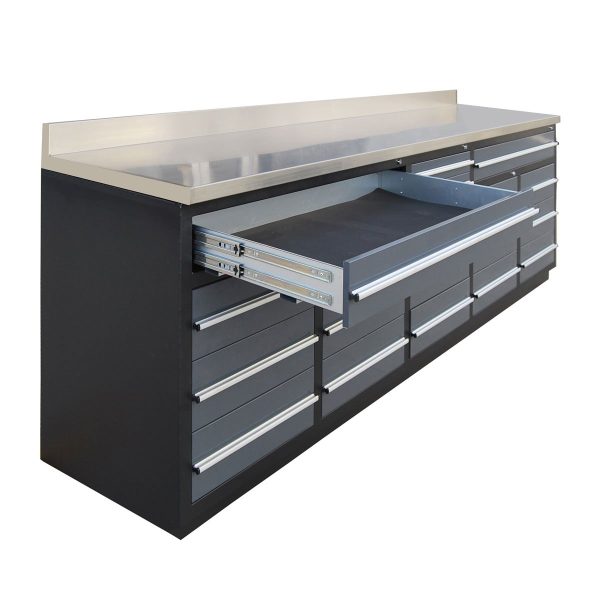 TMG Industrial Pro Series 9-FT 20 Drawer Stainless Steel Table Top Workbench, Double Slide Lockable Drawers, All-in-one Welded Frame, TMG-WB920(Previously TMG-WB20DS) Online now - Image 5