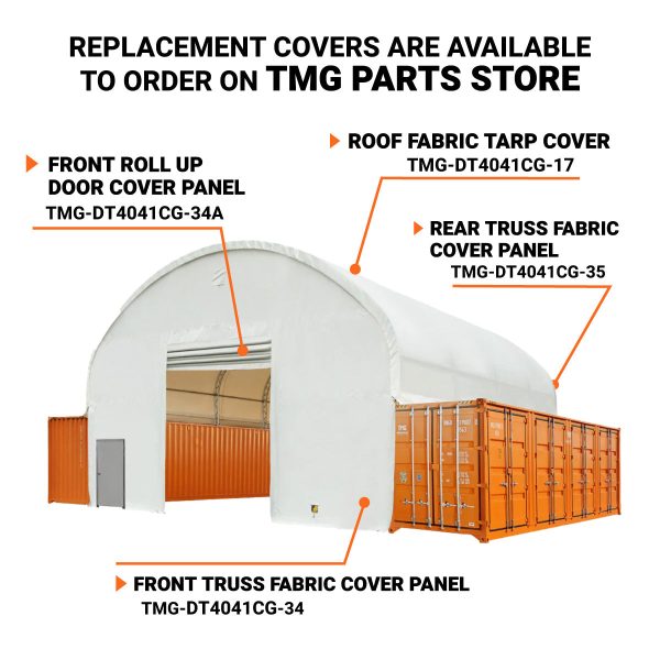 TMG Industrial 40  x 40  Dual Truss Container Shelter with Heavy Duty 21 oz PVC Cover, Fully Enclosed front and back endwalls, TMG-DT4041CG Online Sale - Image 4