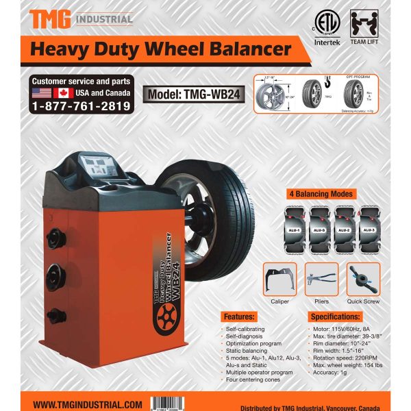TMG Industrial Self-Calibrating Wheel Balancer, 10”-24” Rim, Computerized, 220 RPM, + - 1 g of Accuracy, ALU Balancing Modes, TMG-WB24 For Cheap - Image 5
