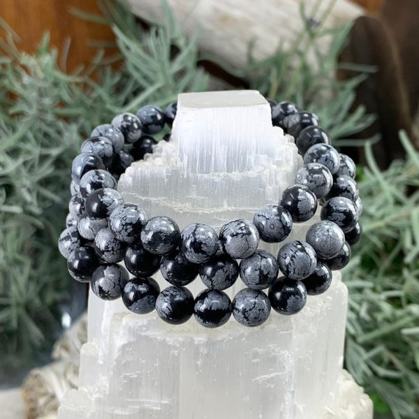 Mala Snowflake Obsidian Bracelet With Velvet Pouch Online Hot Sale - Image 5