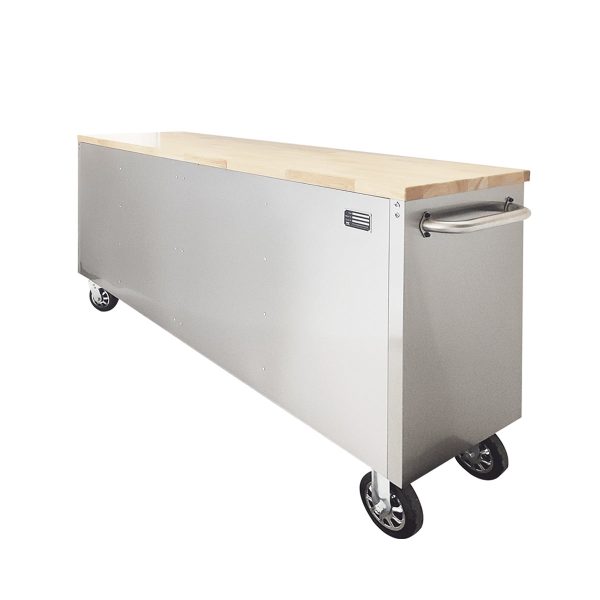 TMG Industrial 72” Stainless Steel Rolling Workbench, Rubberwood Tabletop, 15 Lockable Drawers, Locking Wheels, TMG-WB7215S For Discount - Image 4