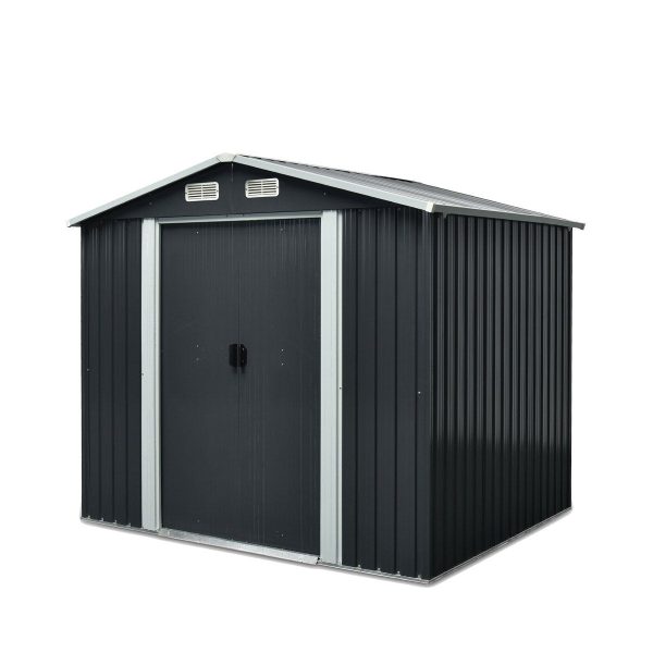 TMG Industrial 6’ x 8’ Galvanized Apex Roof Metal Shed, 29 GA Corrugated Metal, 67” Edge Height, TMG-MS0608 Cheap