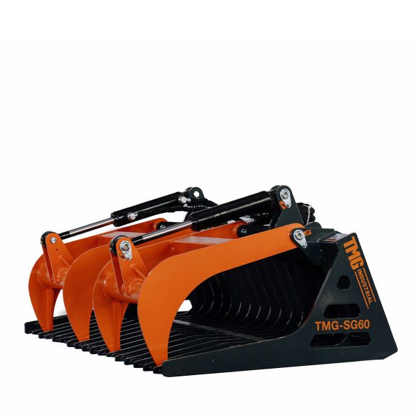 TMG Industrial 60” Skid Steer Skeleton Grapple Attachment, Universal Mount, 34” Arm Opening, 3” Tine Spacing, 2600 lb Weight Capacity, TMG-SG60 Supply