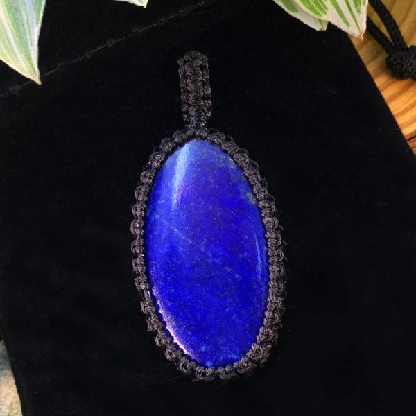 Lapis Lazuli Macramé Pendant Necklace Hot on Sale - Image 5