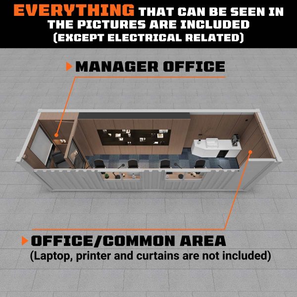 TMG Industrial 30’ Custom Built Steel Container Office, Working Area & Manager’s Office, 1 Leather Office Chair, 4 Ergonomic Office Chairs, TMG-SCO30 Fashion - Image 3