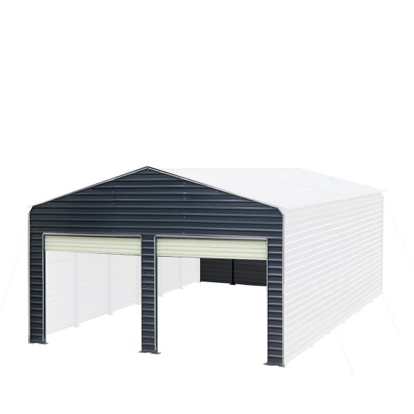 TMG Industrial Metal Shed Carport Add-On Package Kit For TMG-MSC2020F And TMG-MSC2030F , Front Wall w Roll Up Doors & Back Wall, TMG-MSC20-RD12 Fashion - Image 5