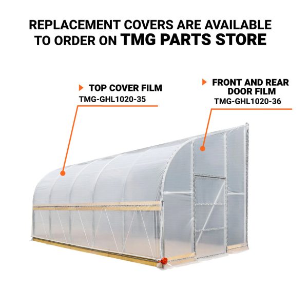TMG Industrial 10’ x 20’ Lean-To Greenhouse Grow Tent w 6 Mil Clear EVA Plastic Film, Cold Frame, Hand Crank Roll-Up Side, 6-½’ Sidewall, TMG-GHL1020 Fashion - Image 3