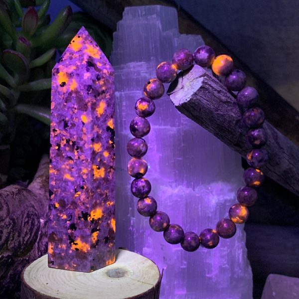Yooperlite - The Stone that Glows + Mala Bracelet Combo Set For Discount