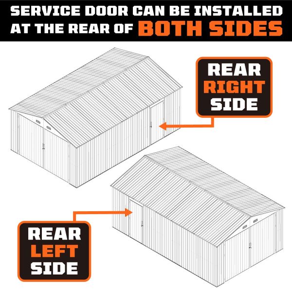 TMG Industrial 13’ x 20’ Metal Garage Shed with Double Front Doors, 7’9” Peak Height, Side Entry Door, 240 Sq-Ft Floor Space, TMG-MS1320A Sale - Image 3
