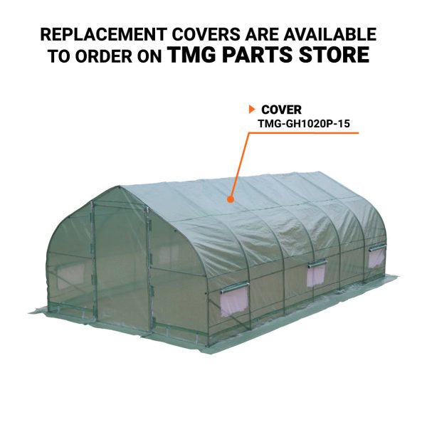 TMG Industrial 10’ x 20’ Tunnel Greenhouse Grow Tent w Ripstop Leno Cover, Cold Frame, Roll-Up Mesh Windows, Peak Roof, TMG-GH1020P Hot on Sale - Image 3