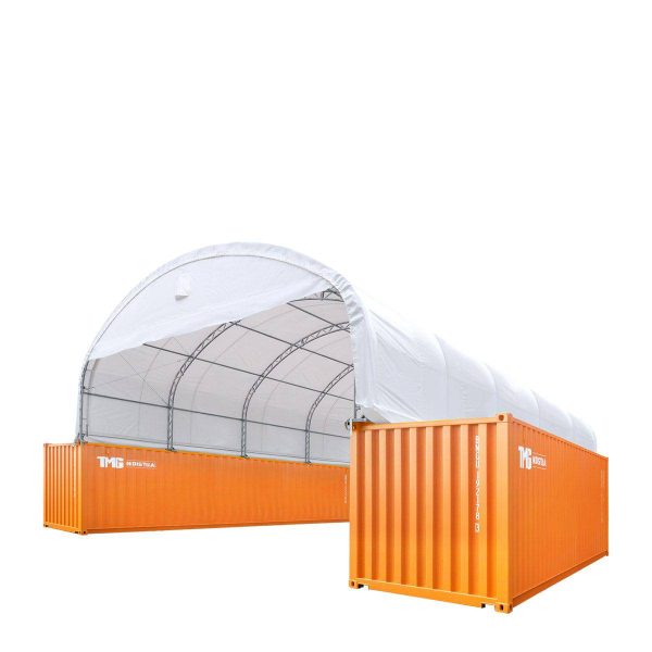 TMG Industrial 30  x 40  Dual Truss Container Shelter with Heavy Duty 17 oz PVC Cover, Enclosed End Wall & Front Drop, TMG-DT3040CF Online now