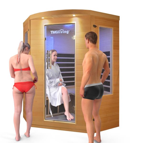 TMG LIVING 3 Person Corner Indoor FAR Infrared Sauna Room, Natural Canadian Hemlock, Bluetooth Speakers, Tempered Glass Door, TMG-LSN40 Supply