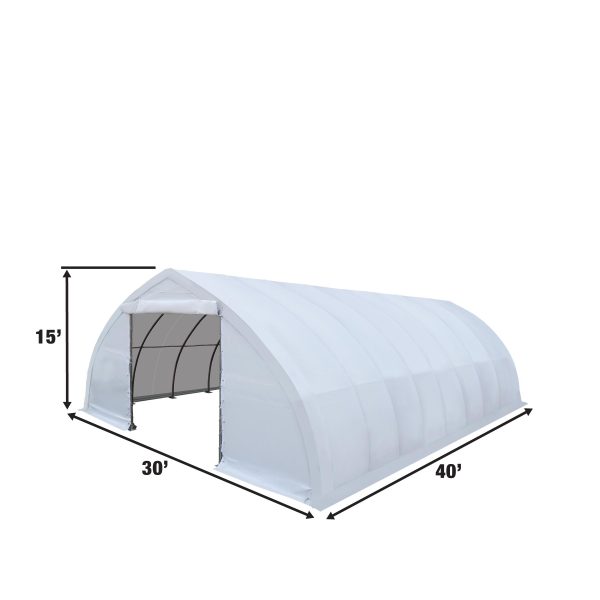 TMG Industrial 30  x 40  Peak Ceiling Storage Shelter with Heavy Duty 17 oz PVC Cover & Drive Through Doors, TMG-ST3040V For Cheap - Image 3